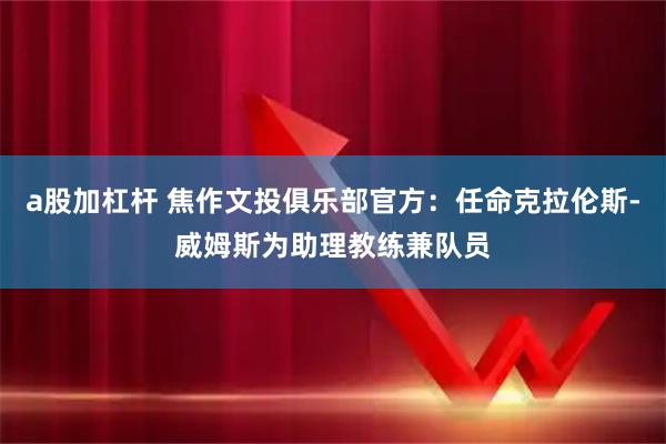 a股加杠杆 焦作文投俱乐部官方:任命克拉伦斯-威姆斯为助理教练兼队员